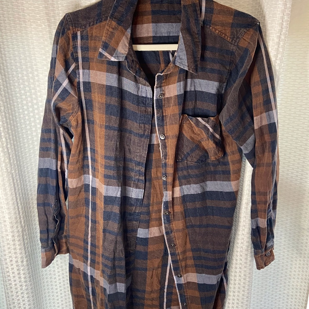 Flannel Dress/Long Shirt 🤍